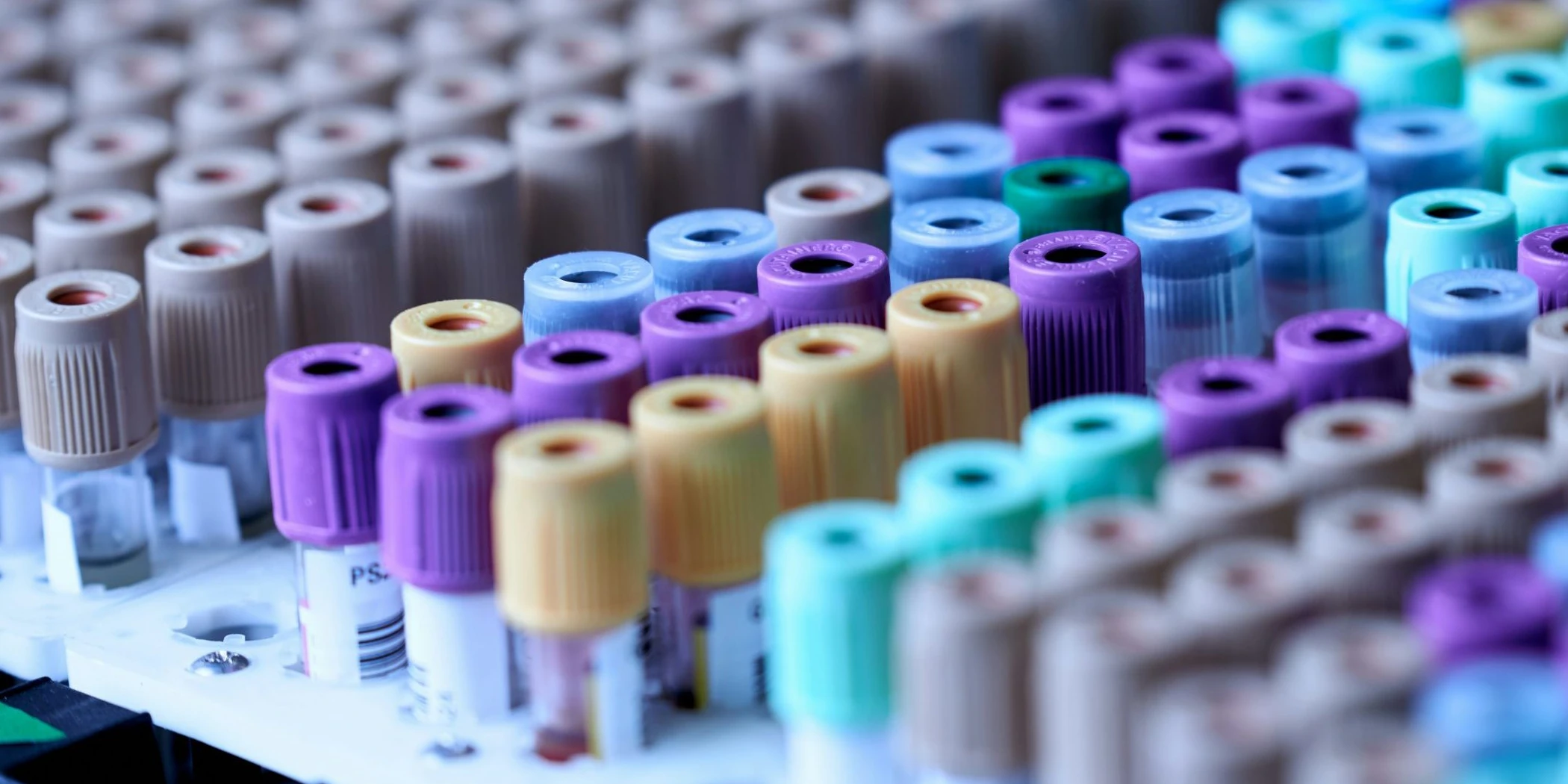 An array of vials with barcodes explainig as used in EVOBYTE software