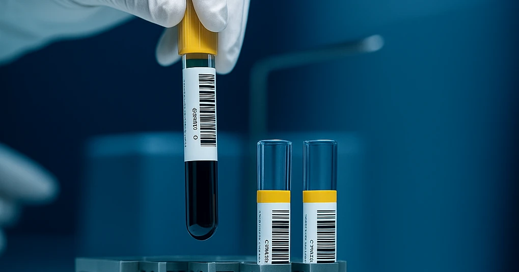 a laboratory tube picked by a hand